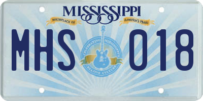 MS license plate MHS018