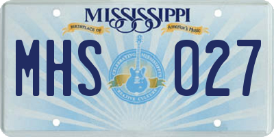MS license plate MHS027