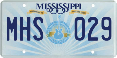 MS license plate MHS029