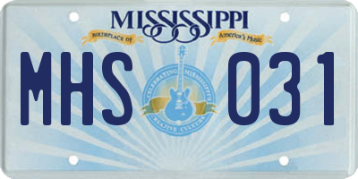 MS license plate MHS031