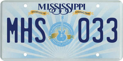 MS license plate MHS033