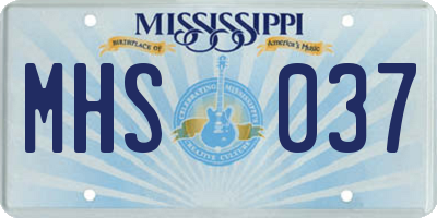 MS license plate MHS037