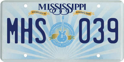 MS license plate MHS039