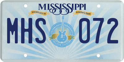 MS license plate MHS072