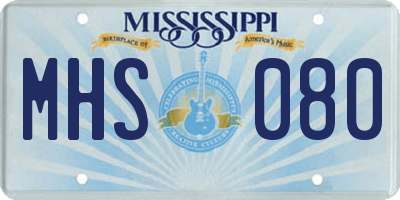 MS license plate MHS080