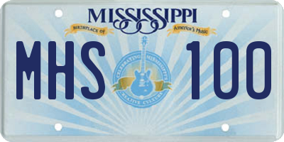MS license plate MHS100