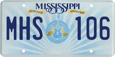 MS license plate MHS106