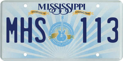 MS license plate MHS113
