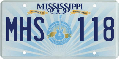 MS license plate MHS118