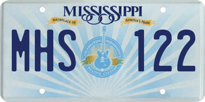 MS license plate MHS122