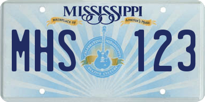 MS license plate MHS123