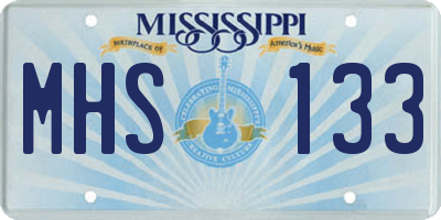 MS license plate MHS133