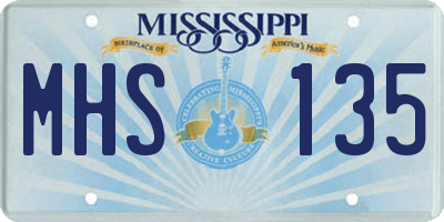 MS license plate MHS135
