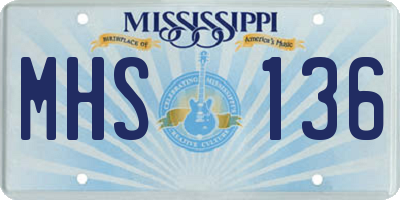 MS license plate MHS136