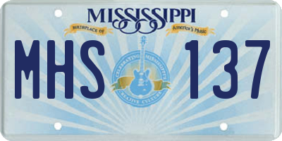 MS license plate MHS137