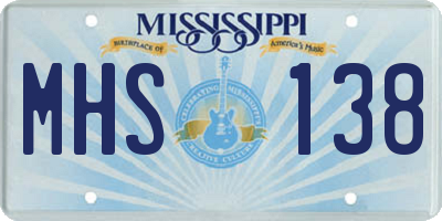MS license plate MHS138