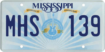 MS license plate MHS139