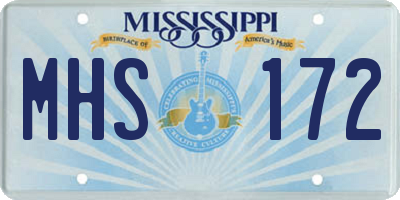 MS license plate MHS172