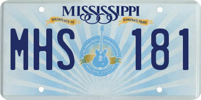 MS license plate MHS181