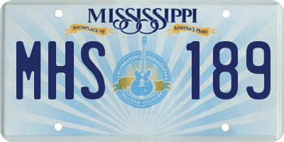 MS license plate MHS189