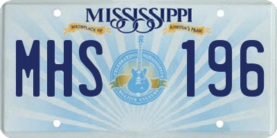 MS license plate MHS196