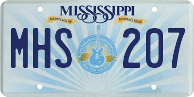MS license plate MHS207