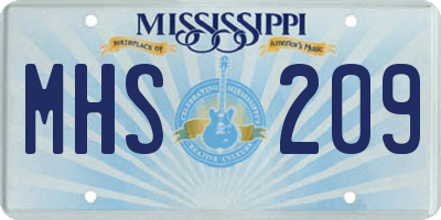 MS license plate MHS209