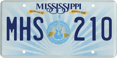 MS license plate MHS210