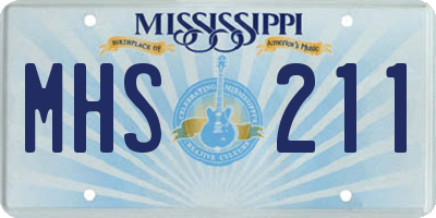 MS license plate MHS211