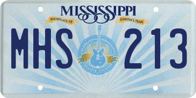 MS license plate MHS213