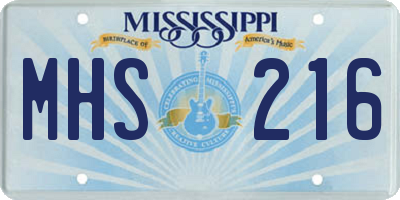 MS license plate MHS216