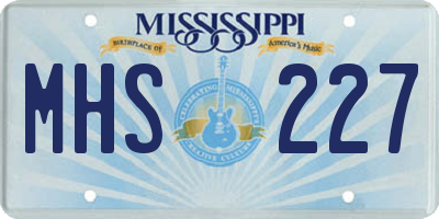 MS license plate MHS227