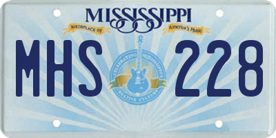 MS license plate MHS228
