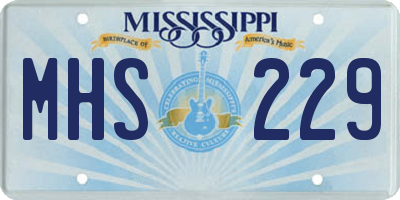 MS license plate MHS229