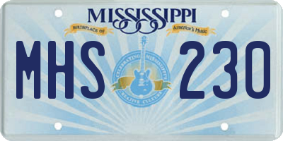 MS license plate MHS230