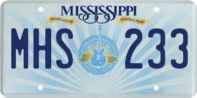MS license plate MHS233
