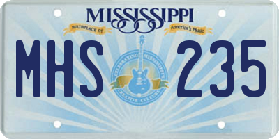 MS license plate MHS235