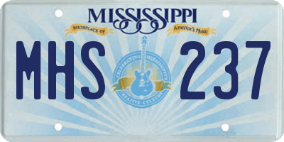 MS license plate MHS237