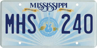 MS license plate MHS240