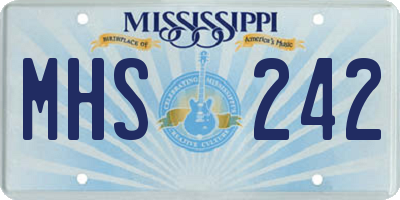 MS license plate MHS242