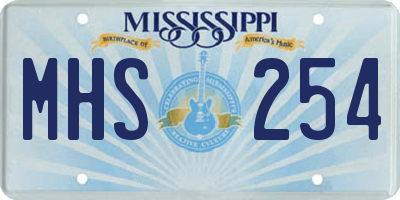 MS license plate MHS254