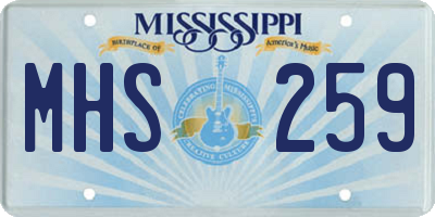MS license plate MHS259