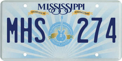 MS license plate MHS274