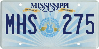 MS license plate MHS275
