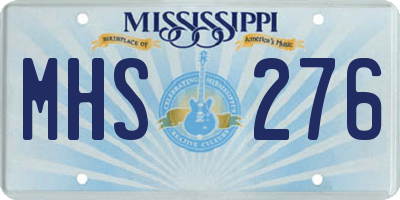 MS license plate MHS276