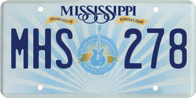 MS license plate MHS278
