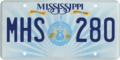 MS license plate MHS280