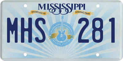MS license plate MHS281