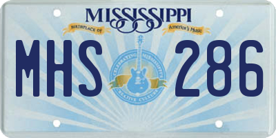 MS license plate MHS286