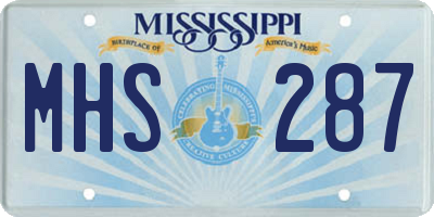 MS license plate MHS287